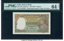 India Reserve Bank of India 5 Rupees ND (1937) Pick 18a Jhun4.3.1 PMG Choice Uncirculated 64 Net. Minor rust.

HID09801242017

© 2020 Heritage Auction...