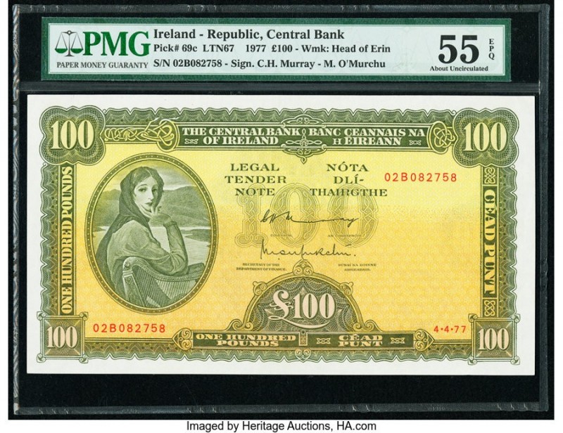 Ireland - Republic Central Bank of Ireland 100 Pounds 4.4.1977 Pick 69c PMG Abou...