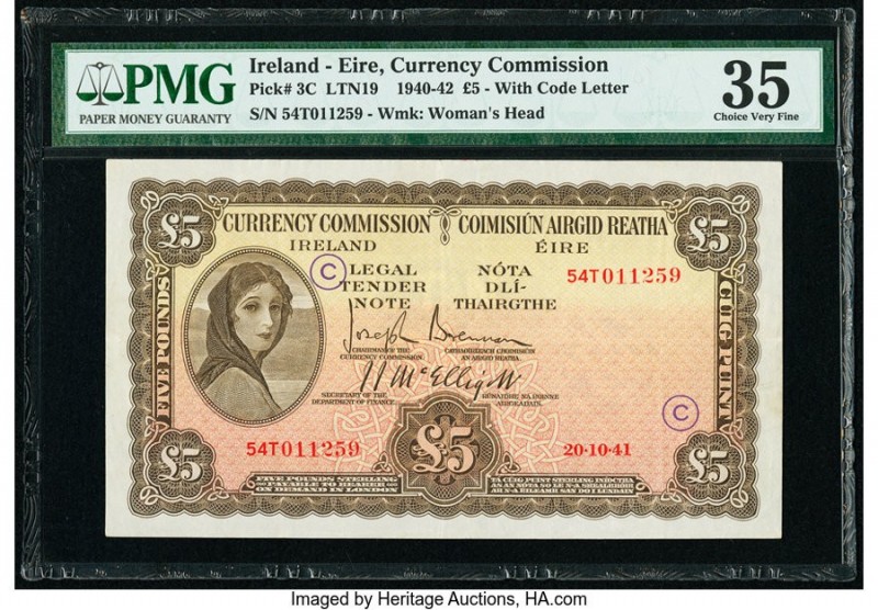 Ireland - Republic (Eire) Currency Commission Ireland 5 Pounds 20.10.1941 Pick 3...