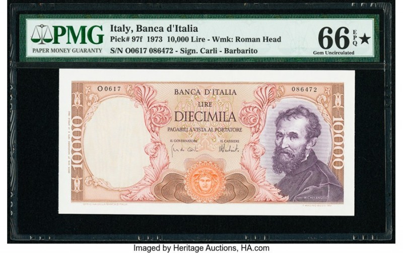 Italy Banca d'Italia 10,000 Lire 1973 Pick 97f PMG Gem Uncirculated 66 EPQ S. 

...