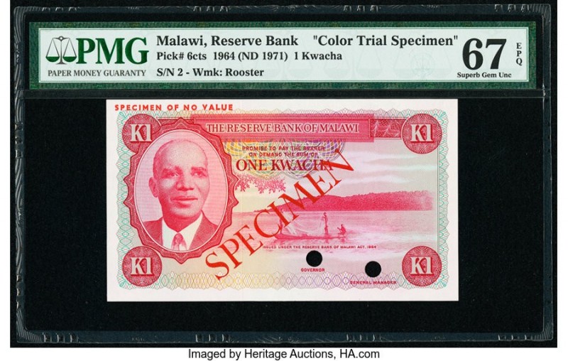 Malawi Reserve Bank of Malawi 1 Kwacha 1964 (ND 1971) Pick 6cts Color Trial Spec...