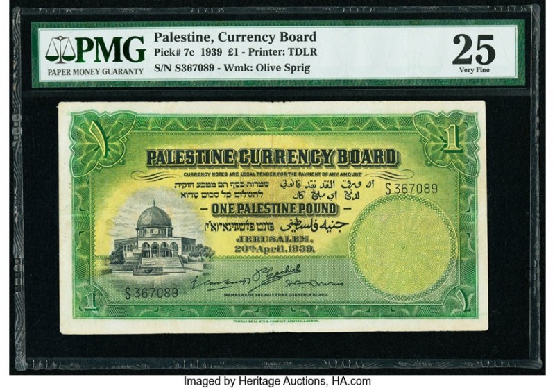 Palestine Palestine Currency Board 1 Pound 20.4.1939 Pick 7c PMG Very Fine 25. S...