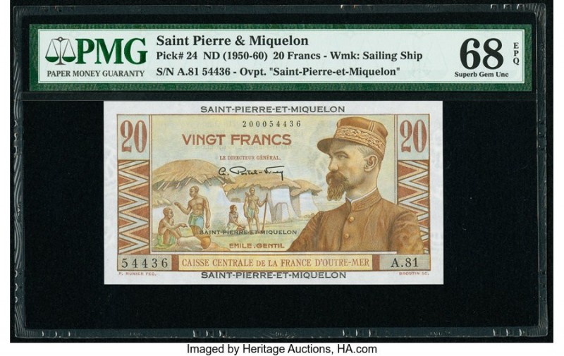 Saint Pierre and Miquelon Caisse Centrale de la France d'Outre-Mer 20 Francs ND ...