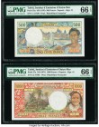 Tahiti Institut D'Emission D'Outre-Mer 500; 1000 Francs ND (1970); ND (1971) Pick 25a; 27a Two Examples PMG Gem Uncirculated 66 EPQ. 

HID09801242017
...