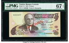 Tunisia Banque Centrale 5 Dinars 15.10.1973 Pick 71s Specimen PMG Superb Gem Unc 67 EPQ. Red Specimen overprints.

HID09801242017

© 2020 Heritage Auc...