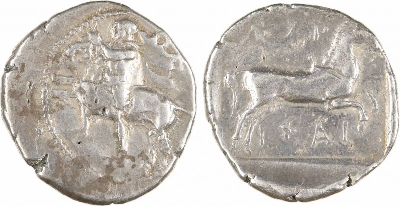 Thessalie, Larissa, drachme, c.440-400 av. J.-C.
A/Anépigraphe
Un jeune homme ...
