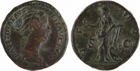 Faustine Jeune, sesterce, Rome, 148-152
A/FAVSTINAE AVG PII AVG FILI
Buste diadémé et drapé à droite, vu de trois quarts en avant
R/VE-NVS/ S/ C
V...