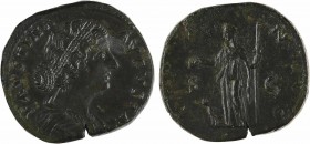Faustine Jeune, sesterce, Rome, 161-176
A/FAVSTINA AVGVSTA
Buste diadémé et drapé à droite
R/IVNO/ S/ C
Junon debout à gauche, tenant une patère e...