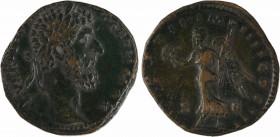 Lucius Verus, sesterce, Rome, 167
A/L VERVS AVG ARM PARTH MAX
Tête laurée à droite
R/[TR PO]T VII IMP IIII COS III/ S/ C
La Victoire marchant à ga...