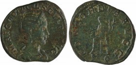 Otacilia Severa, sesterce, Rome, 246
A/MARCIA OTACIL SEVERA AVG
Buste diadémé et drapé à droite, vu de trois quarts en avant
R/CONCORDIA AVGG/ S C...