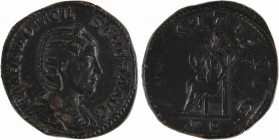 Otacilia Severa, sesterce, Rome, 245
A/MARCIA OTACIL SEVERA AVG
Buste diadémé et drapé à droite, vu de trois quarts en avant
R/PVDICITIA AVG/ S C
...