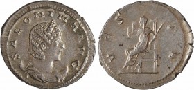 Salonine, antoninien, Trèves, 257-259
A/SALONINA AVG
Buste diadémé et drapé à droite, posé sur un croissant
R/VES-TA
Vesta assise à gauche sur un ...