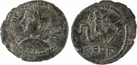 Thrace, Deultum, Gordien III, petit bronze, 238-244
A/G-ORDIAN[VS IMP AVG]
Buste lauré et cuirassé à gauche, tenant un bouclier et une haste pointée...