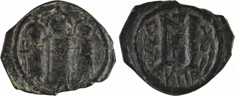 Héraclius, Martine et Héraclius Constantin, follis, An 18 (627-628), 3e officine...