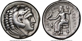 MACEDONIAN KINGDOM. Alexander III the Great (336-323 BC). AR tetradrachm (25mm, 7h). NGC VF, flan flaw. Early posthumous issue of 'Amphipolis', by Ant...