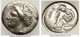 LOCRIS. Locris Opuntia. Ca. 380-300 BC. AR triobol or hemidrachm (15mm, 2.40 gm, 12h). Choice Fine, edge bump. Head of Persephone left, wreathed with ...