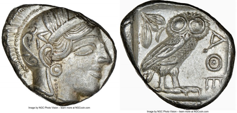 ATTICA. Athens. Ca. 440-404 BC. AR tetradrachm (25mm, 17.20 gm, 4h). NGC AU 4/5 ...