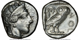 ATTICA. Athens. Ca. 440-404 BC. AR tetradrachm (23mm, 17.17 gm, 7h). NGC XF 4/5 - 4/5. Mid-mass coinage issue. Head of Athena right, wearing crested A...