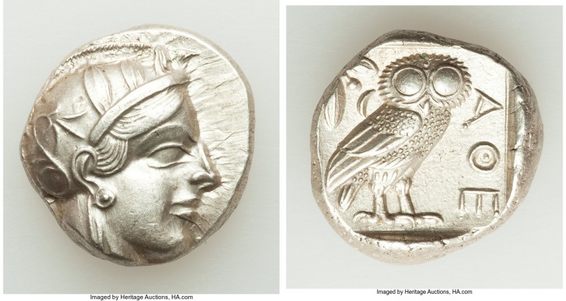 ATTICA. Athens. Ca. 440-404 BC. AR tetradrachm (24mm, 17.18 gm, 4h). Choice AU. ...
