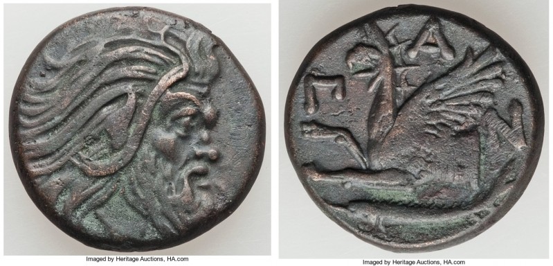CIMMERIAN BOSPORUS. Panticapaeum. 4th century BC. AE (21mm, 7.50 gm, 12h). VF. H...
