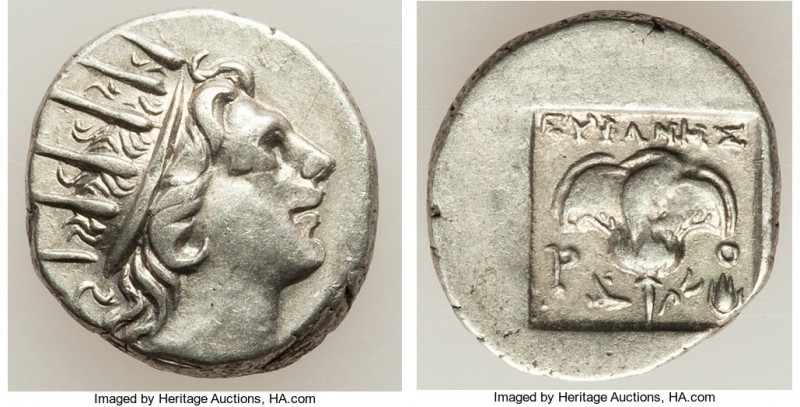 CARIAN ISLANDS. Rhodes. Ca. 88-84 BC. AR drachm (14mm, 2.44 gm, 11h). Choice VF....