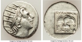 CARIAN ISLANDS. Rhodes. Ca. 88-84 BC. AR drachm (14mm, 2.44 gm, 11h). Choice VF. Plinthophoric standard, Euphanes, magistrate. Radiate head of Helios ...