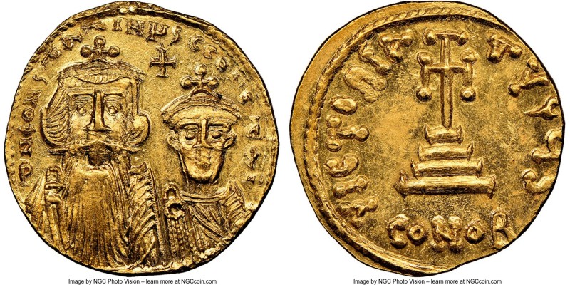 Constans II Pogonatus (AD 641-668) and Constantine IV. AV solidus (20mm, 4.42 gm...