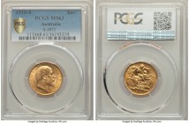 Edward VII gold Sovereign 1910-S MS63 PCGS, Sydney mint, KM15, S-3973. AGW 0.2355 oz. 

HID09801242017

© 2020 Heritage Auctions | All Rights Rese...