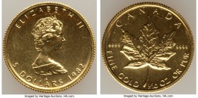 Elizabeth II gold "Maple Leaf" 5 Dollars (1/10 oz) 1982 UNC, Royal Canadian mint, KM135. 16mm. 3.15gm. AGW 0.1003 oz.

HID09801242017

© 2020 Heri...