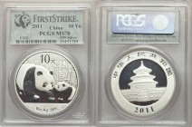 People's Republic 3-Piece Lot of Certified Panda 10 Yuan (1 oz) 2011 MS70 PCGS, KM1980. All are housed in PCGS "First Strike" holders. Sold as is, no ...