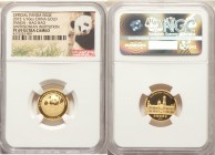 People's Republic gold Proof Panda "Smithsonian Institution - Bao Bao" 1/10 Ounce Medal 2015 PR69 Ultra Cameo NGC, 18mm. Struck to commemorate the bir...