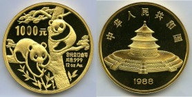 People's Republic gold Proof Panda 1000 Yuan (12 oz) 1988, KM191. Mintage: 1,650. Proof only issue. AGW 11.987 oz. 

HID09801242017

© 2020 Herita...