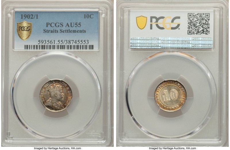 British Colony. Edward VII 10 Cents 1902/1 AU55 PCGS, KM21. Attractively toned i...