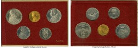 Pius XII 5-Piece Uncertified gold & silver Mint Set Anno MCML (1950) UNC, KM-MS44. Includes the 1,2,5 and 10 Lire in silver and the 100 Lire in gold, ...