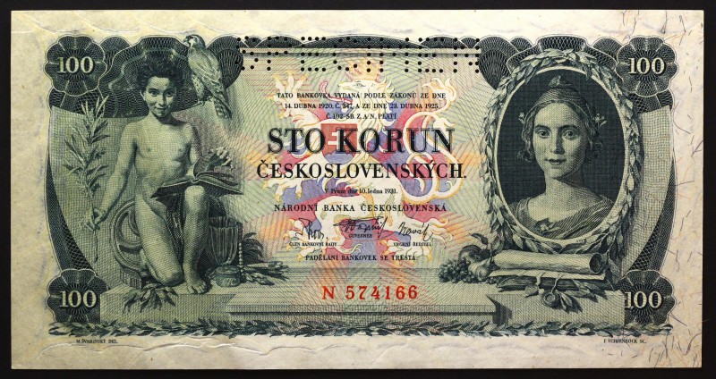 Czechoslovakia 100 Korun 1931 Specimen
P# 23s