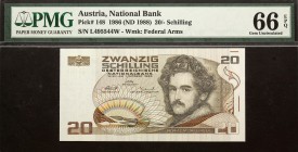 Austria 20 Schilling 1986 (1988) PMG 66
P# 148; # L495544W
