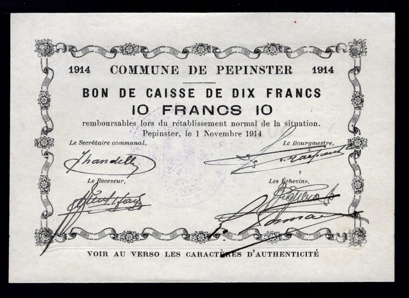 Belgium 10 Francs 1914
Commune De Pepinster;