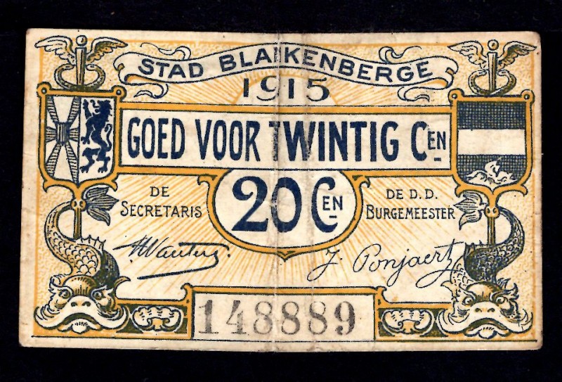 Belgium 20 Centimes 1915
Stad Blankenberg;