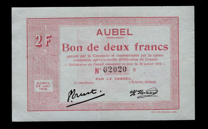 Belgium 2 Francs 1915
Aubel;