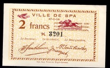 Belgium 2 Francs 1916
Ville De Spa;