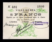 Belgium 5 Francs 1916
Ville De Spa;