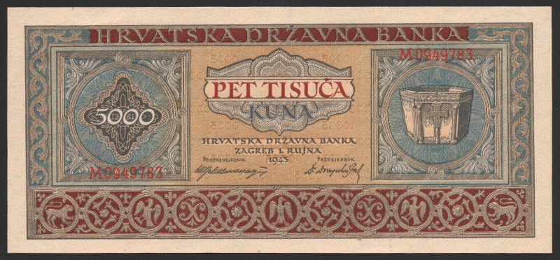 Croatia 5000 Kuna 1943
P# 13; № M0949783; AUNC