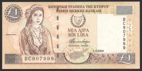 Cyprus 1 Lira 2004
P# 60d; № BC 907999; UNC