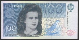 Estonia 100 Krooni 1991
P# 74a; № AE 000877; UNC; Low Number