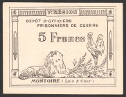 France 5 Francs 1917
UNC-; MONTOIRE Prison; 1st World War