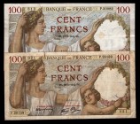 France Lot of 100 Francs 1941 - 1942
P# 94; 2 Pieces; Different dates; VF-XF