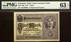 Germany 5 Mark 1917 PMG 63
P# 56b; # Z15789994; 8 Digit S/N