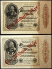 Germany Lot of 1 Milliarde Mark on 1000 Mark 1922 (1923)
P# 113b,c; AUNC/UNC
