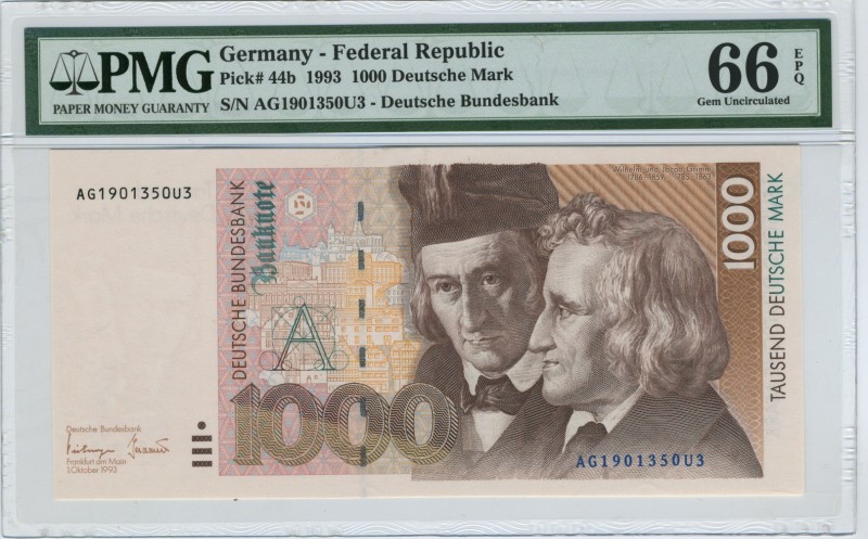 Germany 1000 Mark 1993 PMG66EPQ
P# 44b