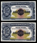 Great Britain 5 Pounds 1958 4 Banknotes with Similar Numbers
PM23; UNC